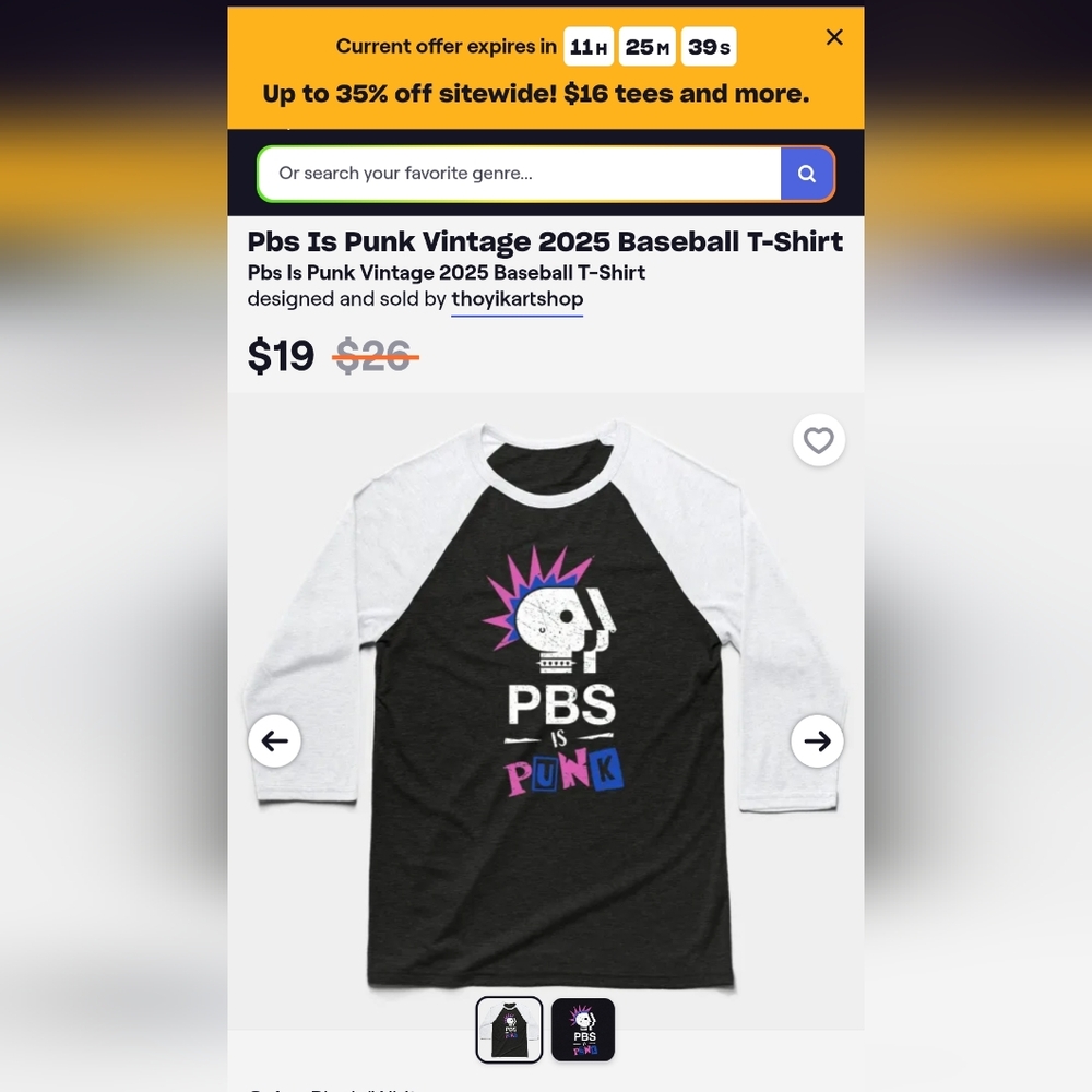 PBS Is Punk Raglan Tee - Picture 4 of 5